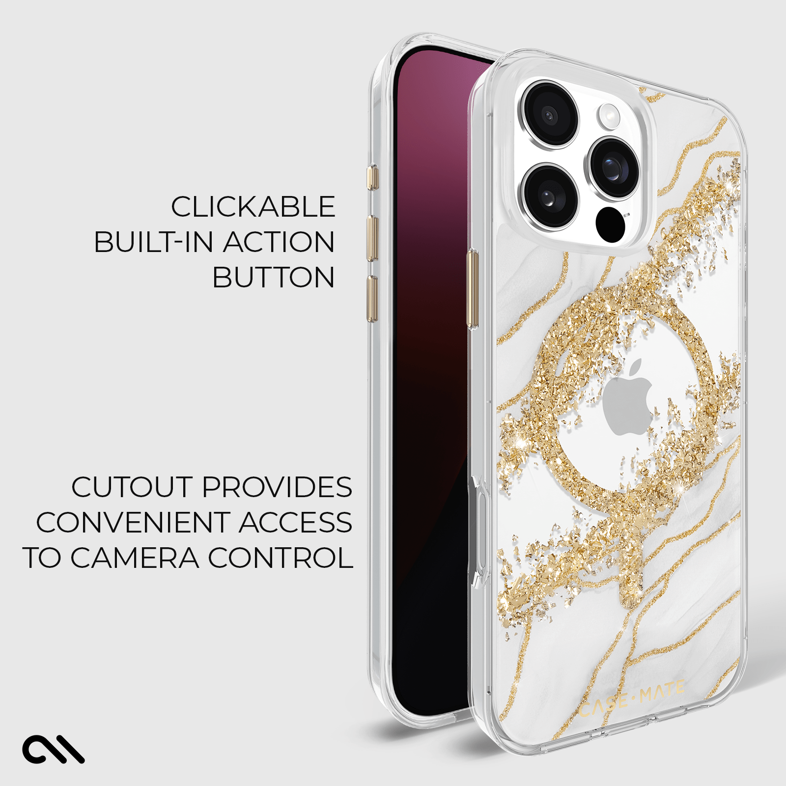 CASE-MATE Phone Cases Karat Granite MagSafe coque iPhone 16 Pro marbre