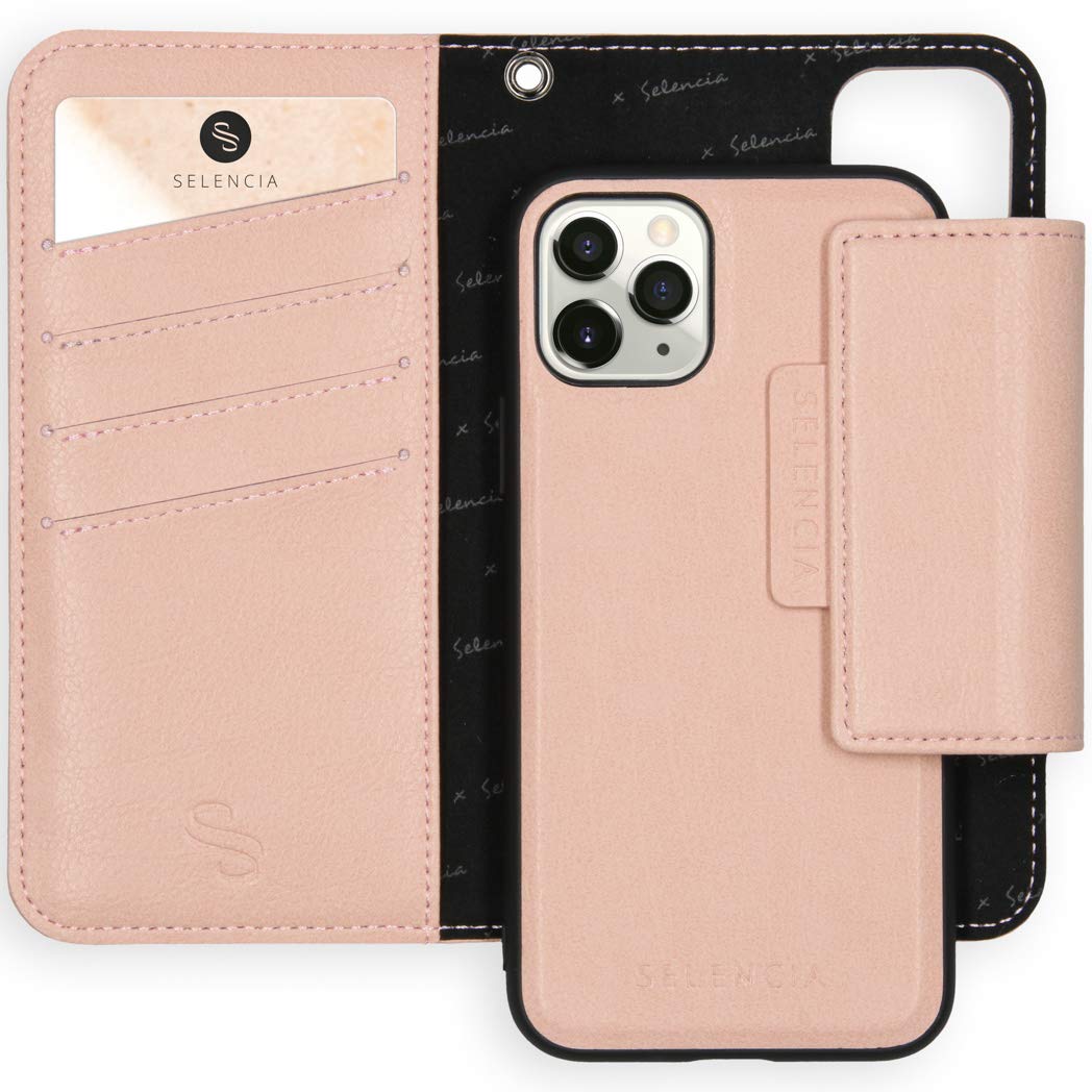 SELENCIA Étui à rabat Surya coque iPhone 11 Pro rose 4 cartes RFID