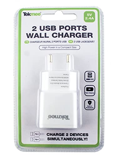 Tekmee Chargeurs muraux chargeur mural double USB 2,4 A 5 V