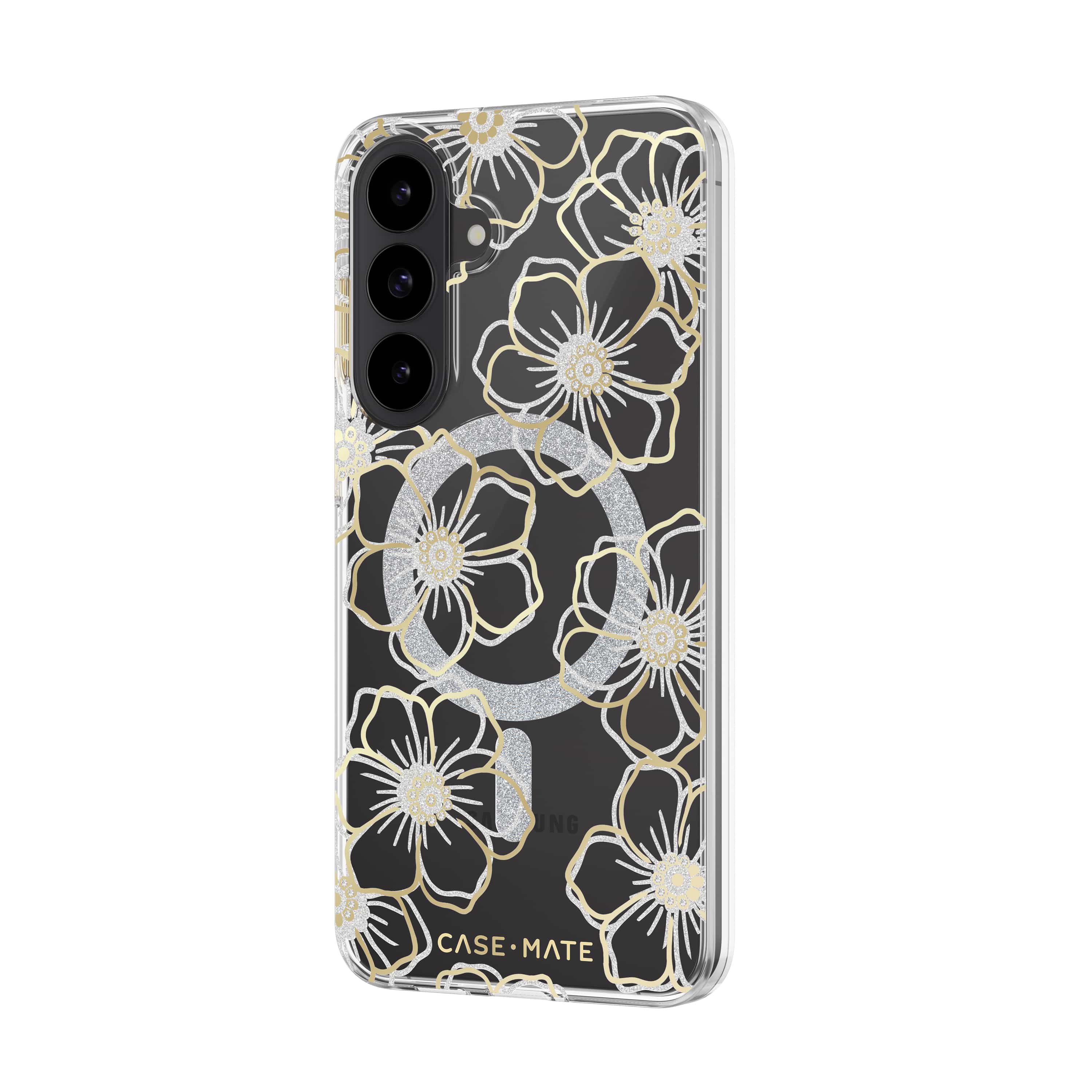CASE-MATE Phone Cases Galaxy S26 FE coque Floral Gems, Sheer Twinkle Silver