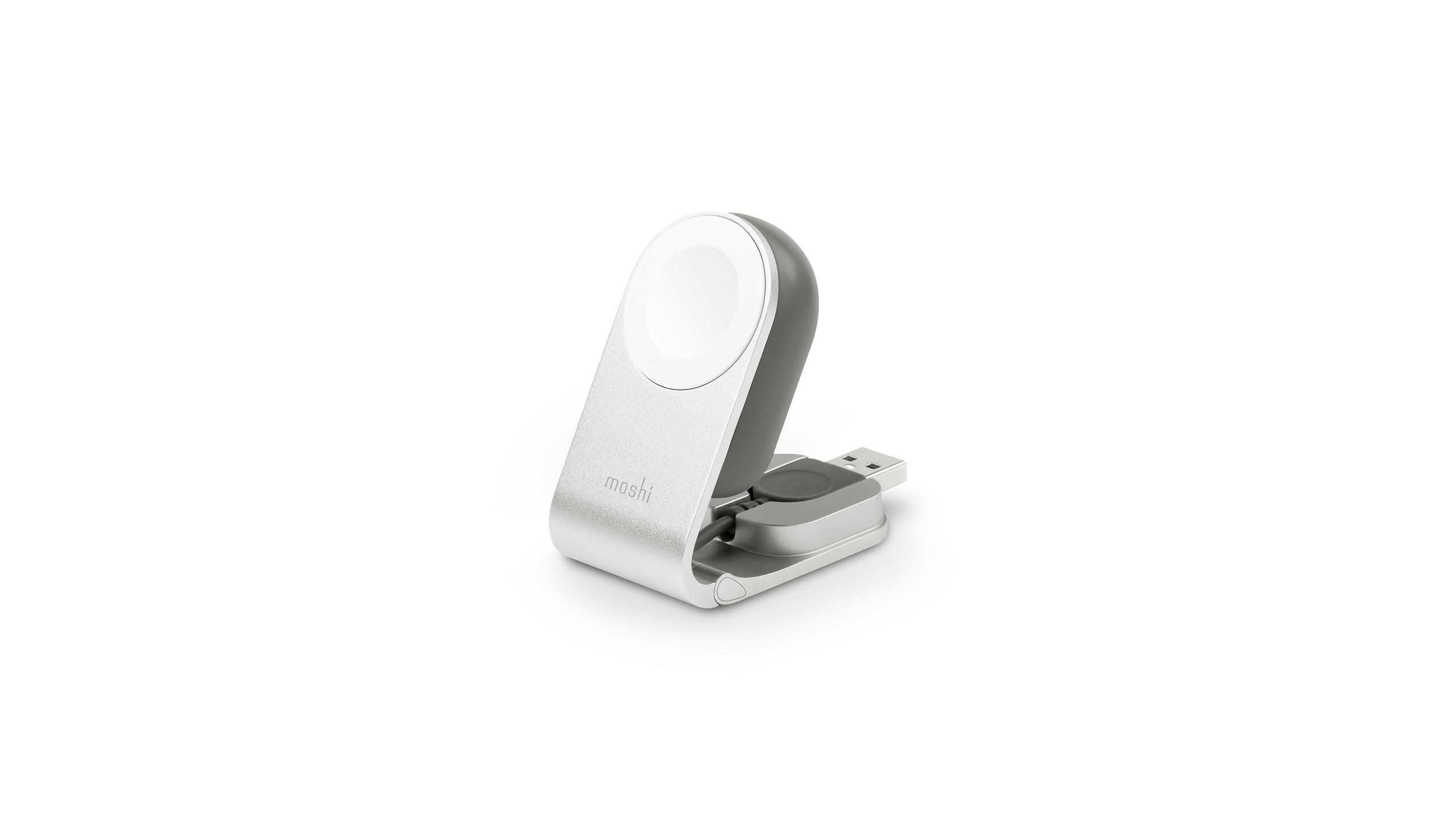 Moshi Chargers Flekto Compact Folding support de charge Apple Watch argent