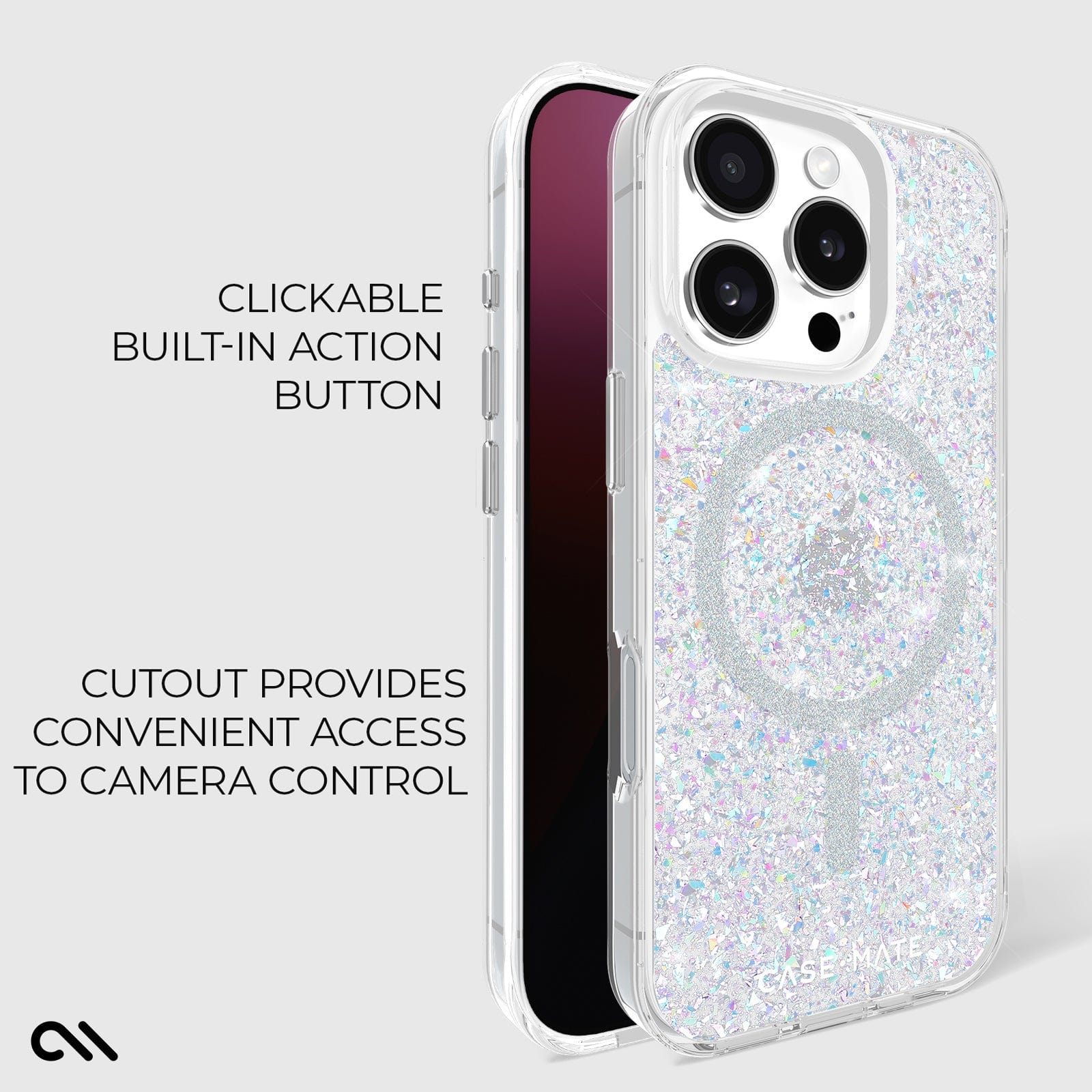 CASE-MATE Phone Cases Twinkle Disco MagSafe coque iPhone 16 Pro pailletée