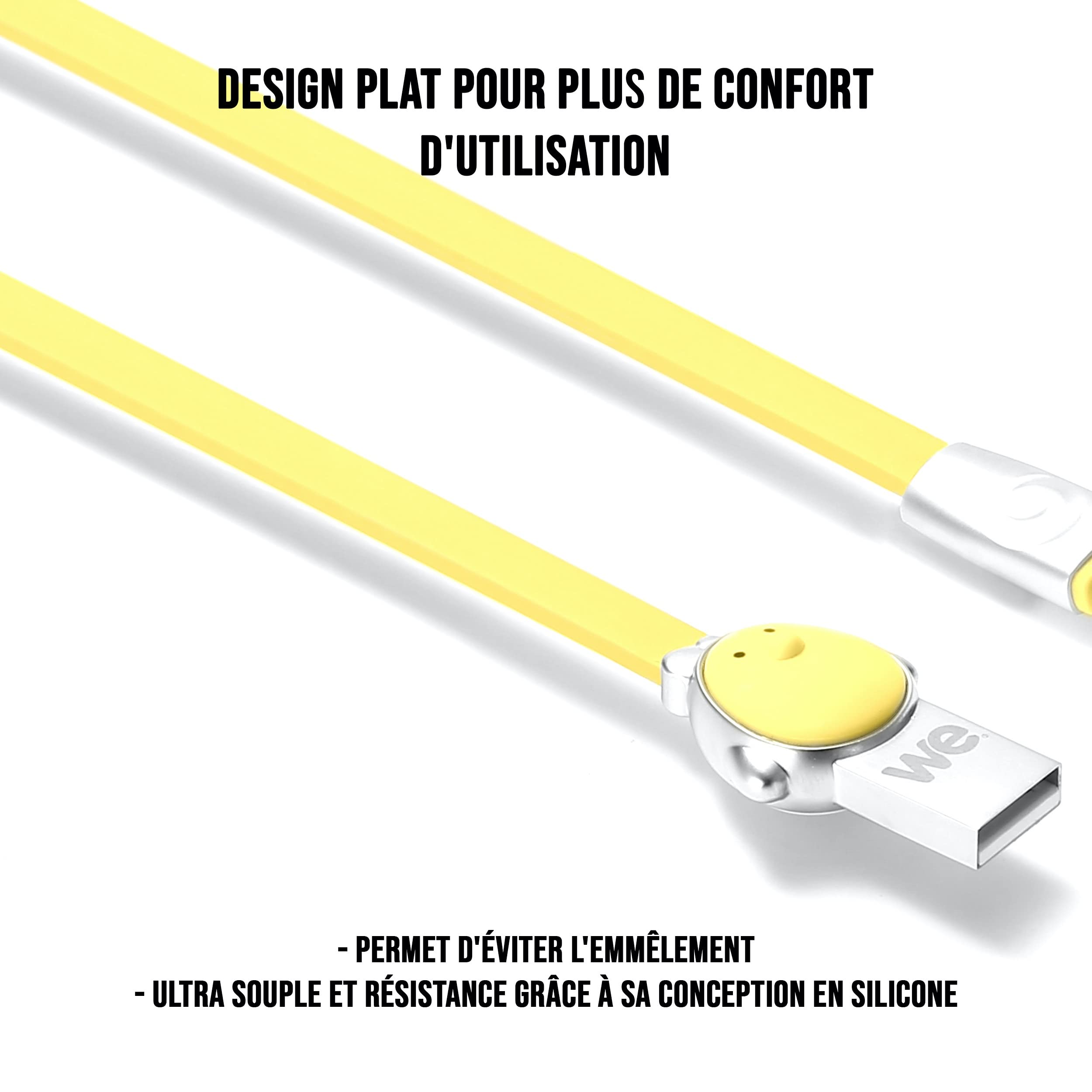 WE Cables Poule câble micro USB plat 1,2 m jaune