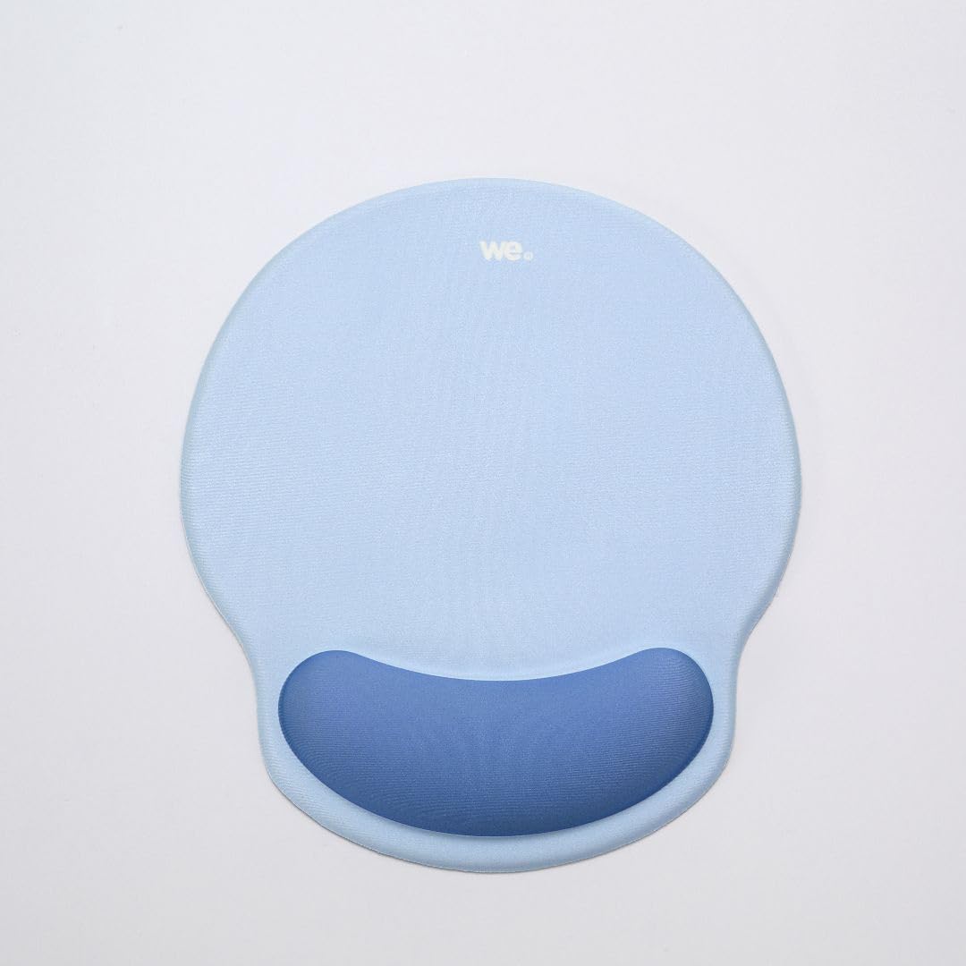 WE WE POP Tapis de souris avec repose-poignet bicolore bleu ciel et bleu foncé en tissu