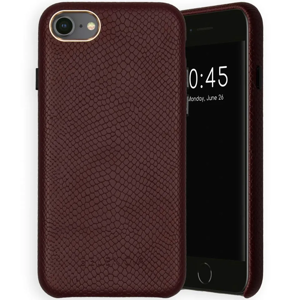 SELENCIA Gaia coque arrière iPhone SE 2020/8/7/6 rouge foncé serpent Qi