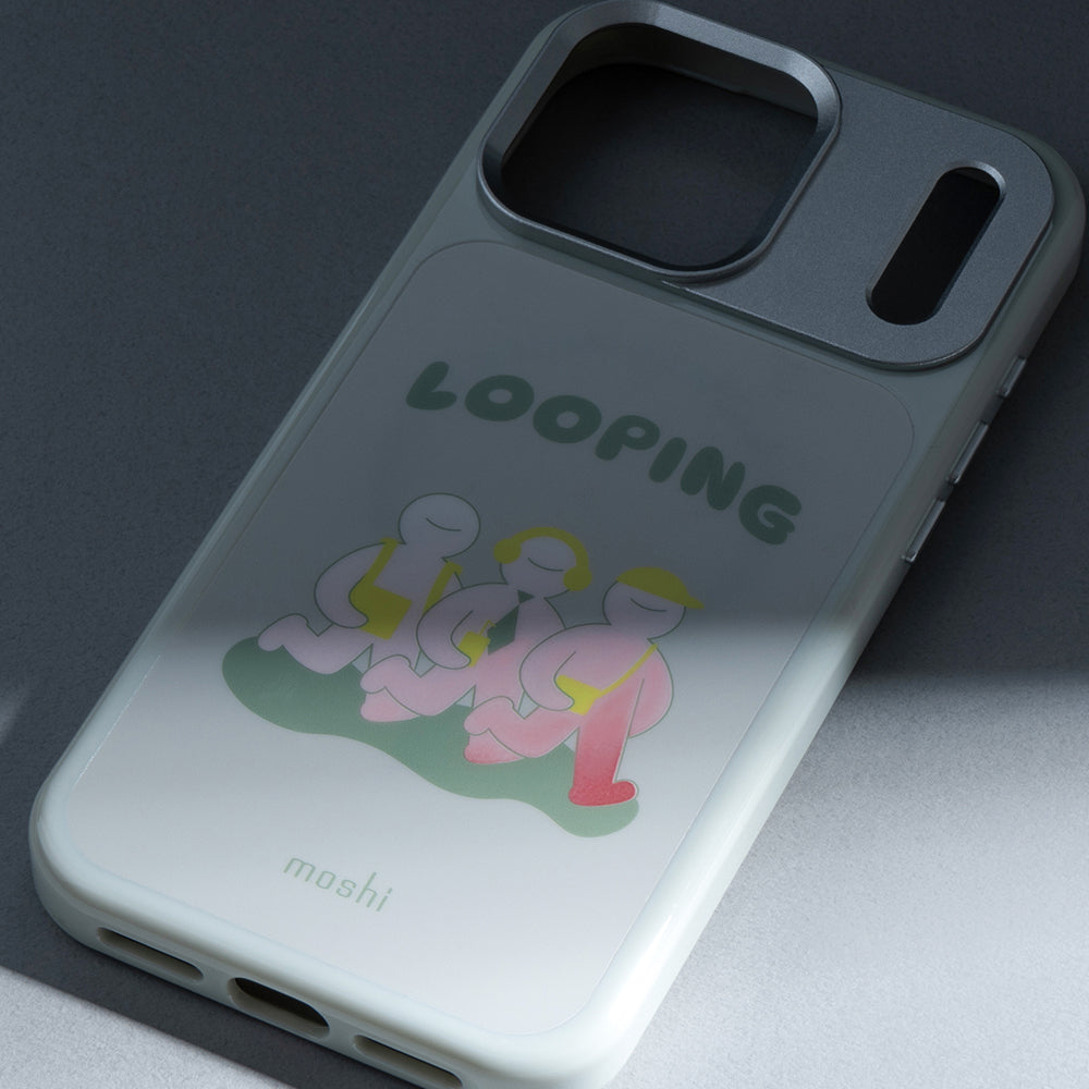 Moshi Cases LumaTime UV Color-Changing Case coque iPhone 17 Pro Looping Gray