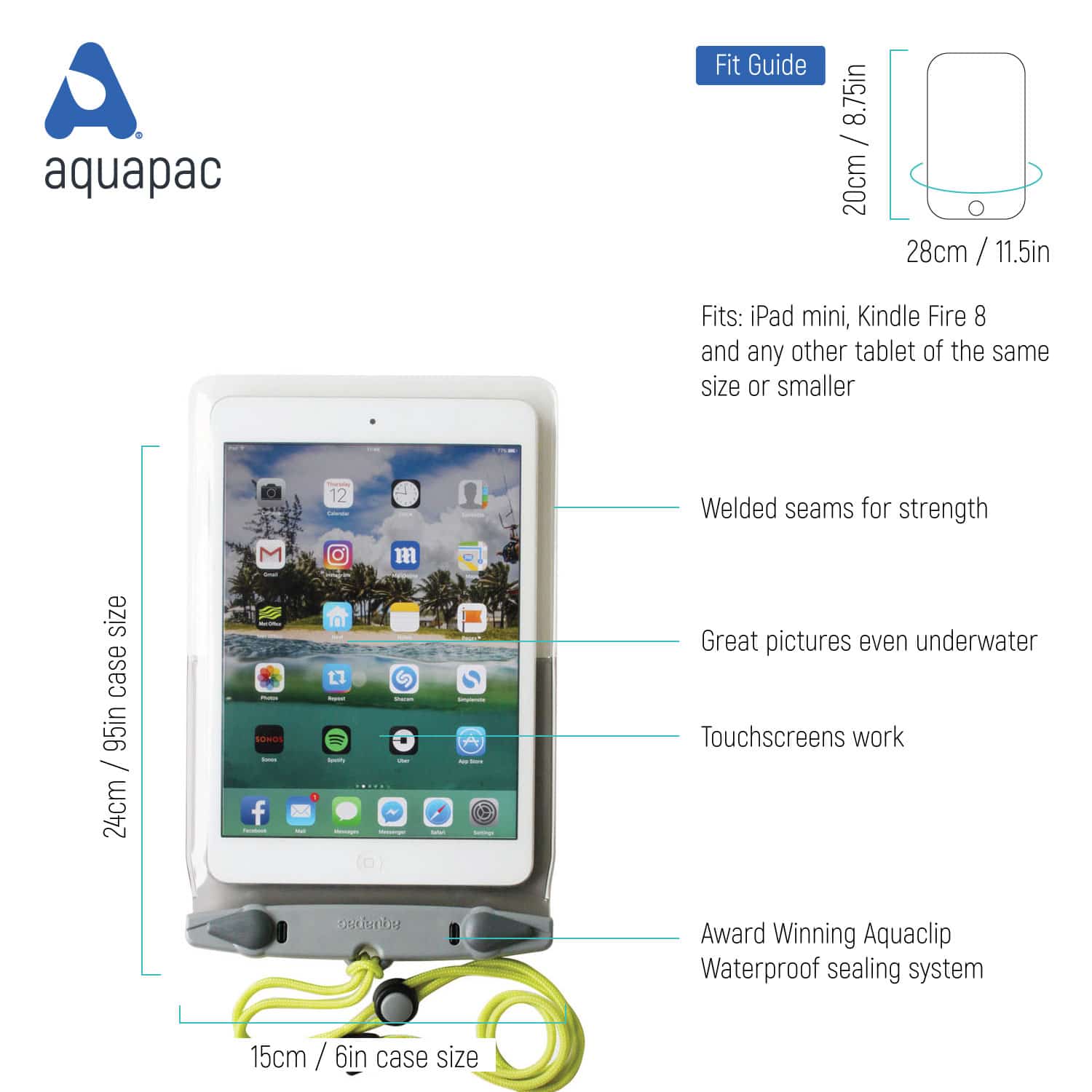 Aquapac Tablets, iPads & E-Readers 658F étui tablette gris 7-8,3 pouces