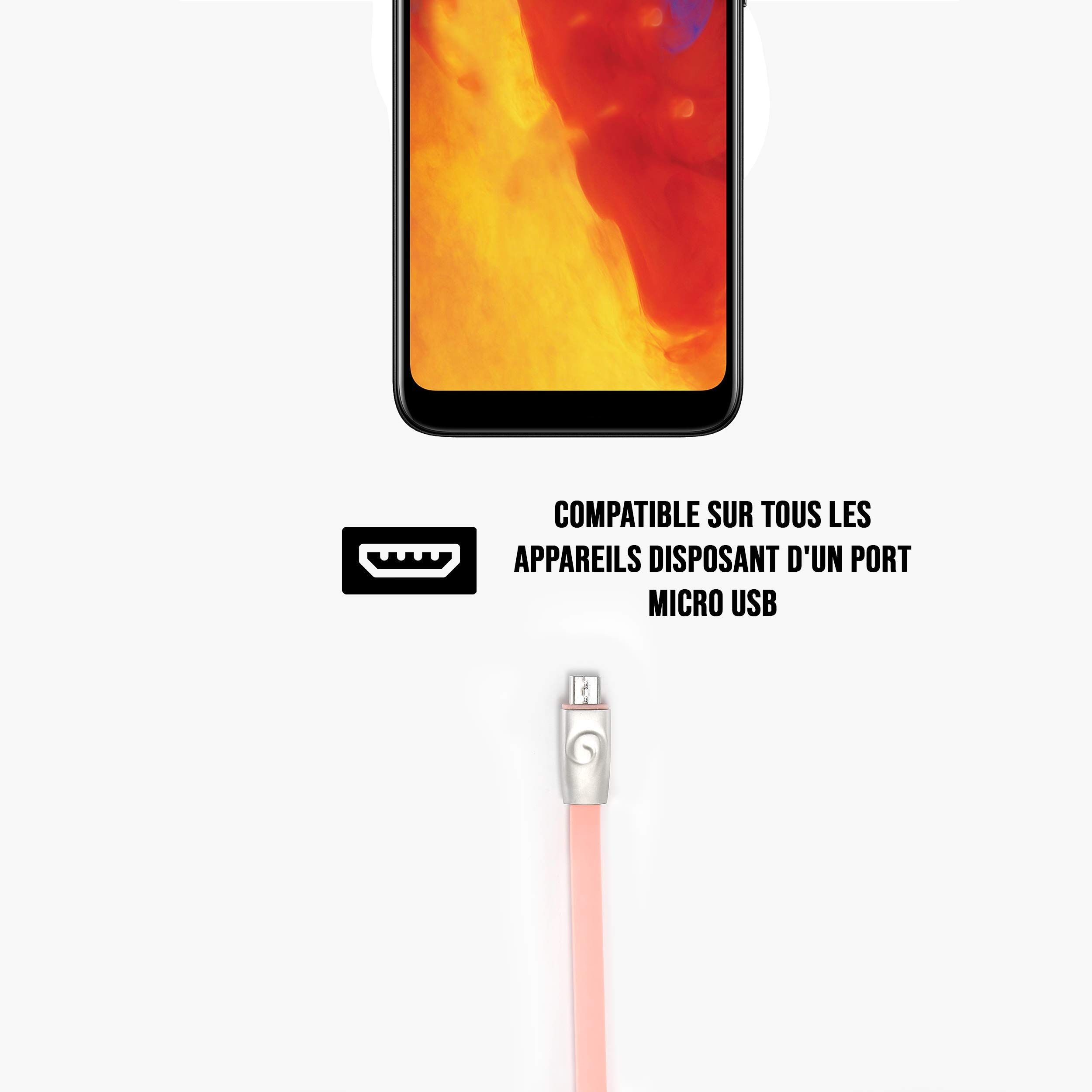 WE Cables Lapin câble micro USB plat 1 m rose