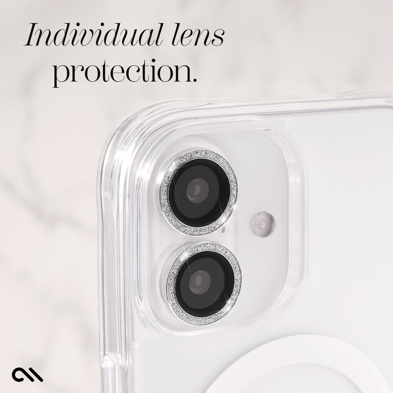 CASE-MATE Twinkle protection objectif iPhone 16 / 16 Plus argent scintillant