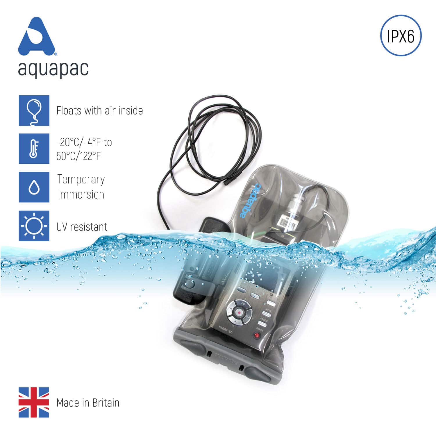 Aquapac Radio Microphones Waterproof Radio Microphone Case Medium étui micro IPX6