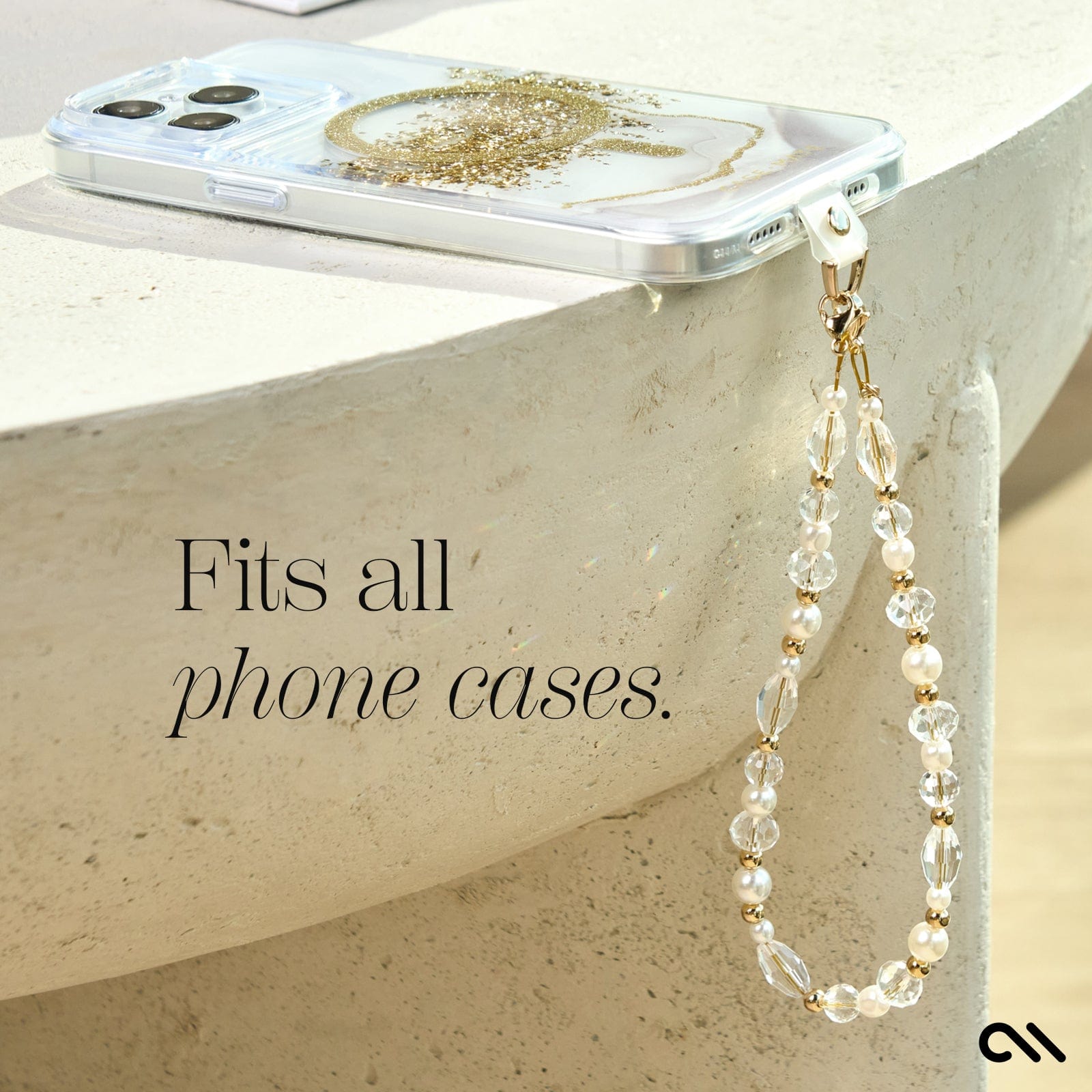 CASE-MATE Phone Accessories Crystal Pearl Gold bijou de téléphone doré