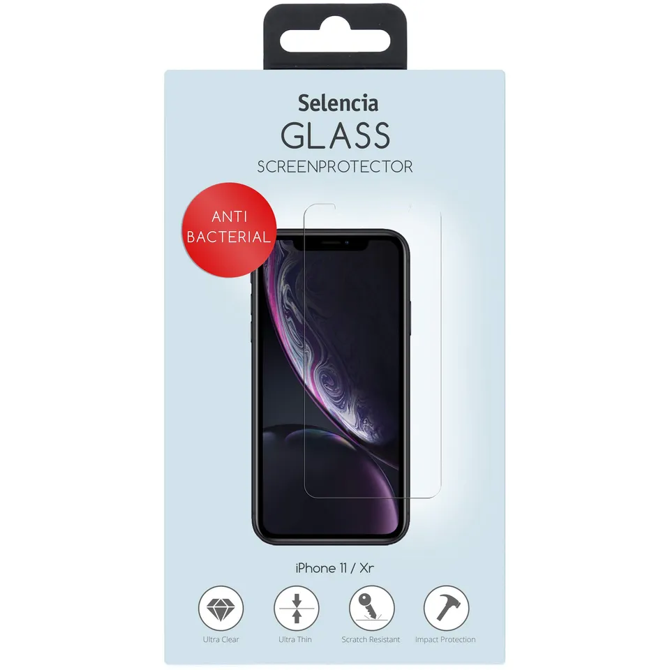 SELENCIA Protection d’écran en verre trempé antibactérien iPhone 11 Pro/Xs/X