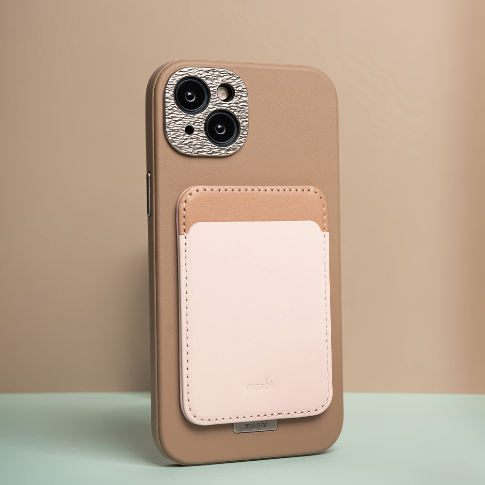 Moshi Wallets Magnetic Slim Wallet (MagSafe & Qi2 Compatible) - Mist Haven Edition portefeuille magnétique gris