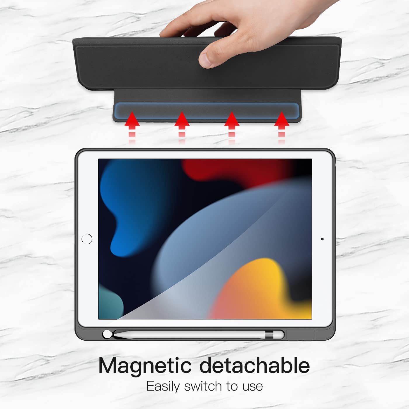 Dux Ducis Magi Series coque iPad 7e 8e 9e génération noire avec porte-crayon