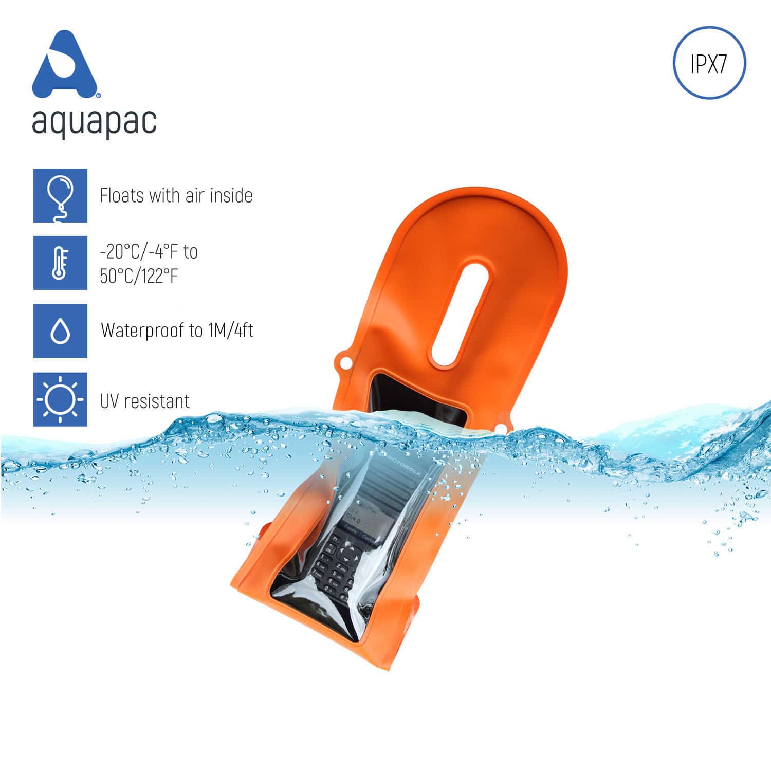 Aquapac 2-Way VHF Radios Rugged PRO Waterproof VHF Radio Case étui orange