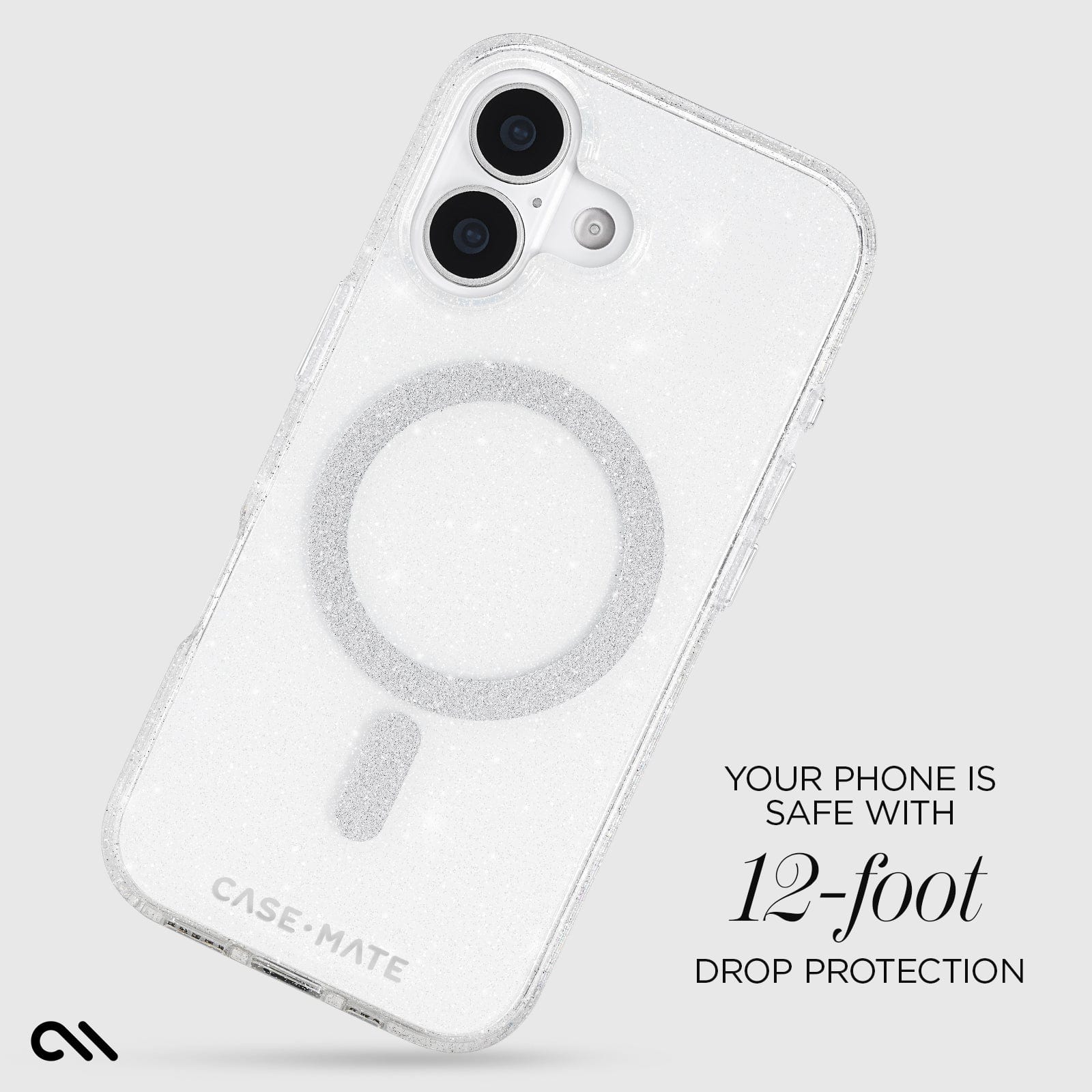 CASE-MATE Sheer Twinkle Silver MagSafe coque iPhone 17 argentée