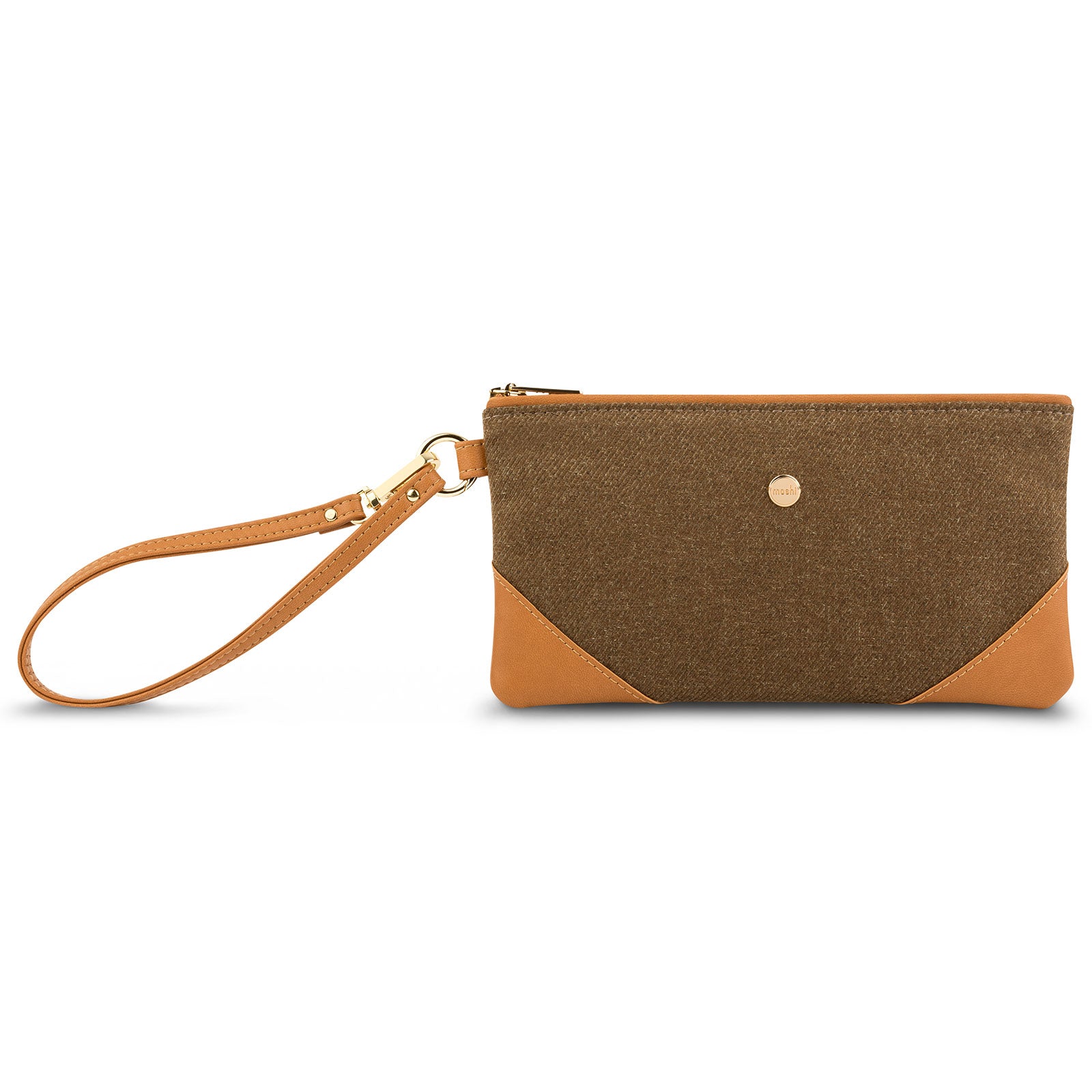 Moshi Bags Wristlet Clutch pochette bracelet marron vintage