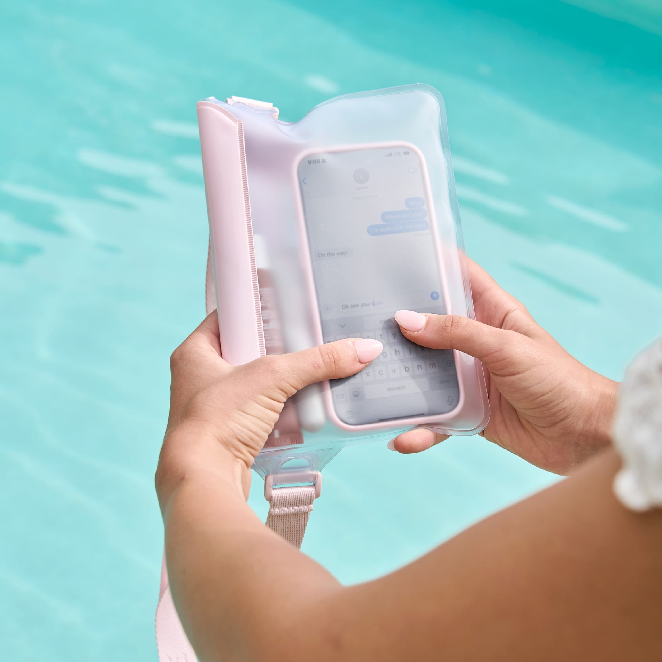 CASE-MATE Pouches Waterproof Phone Belt Bag pochette téléphone irisée Ballet Pink Bow