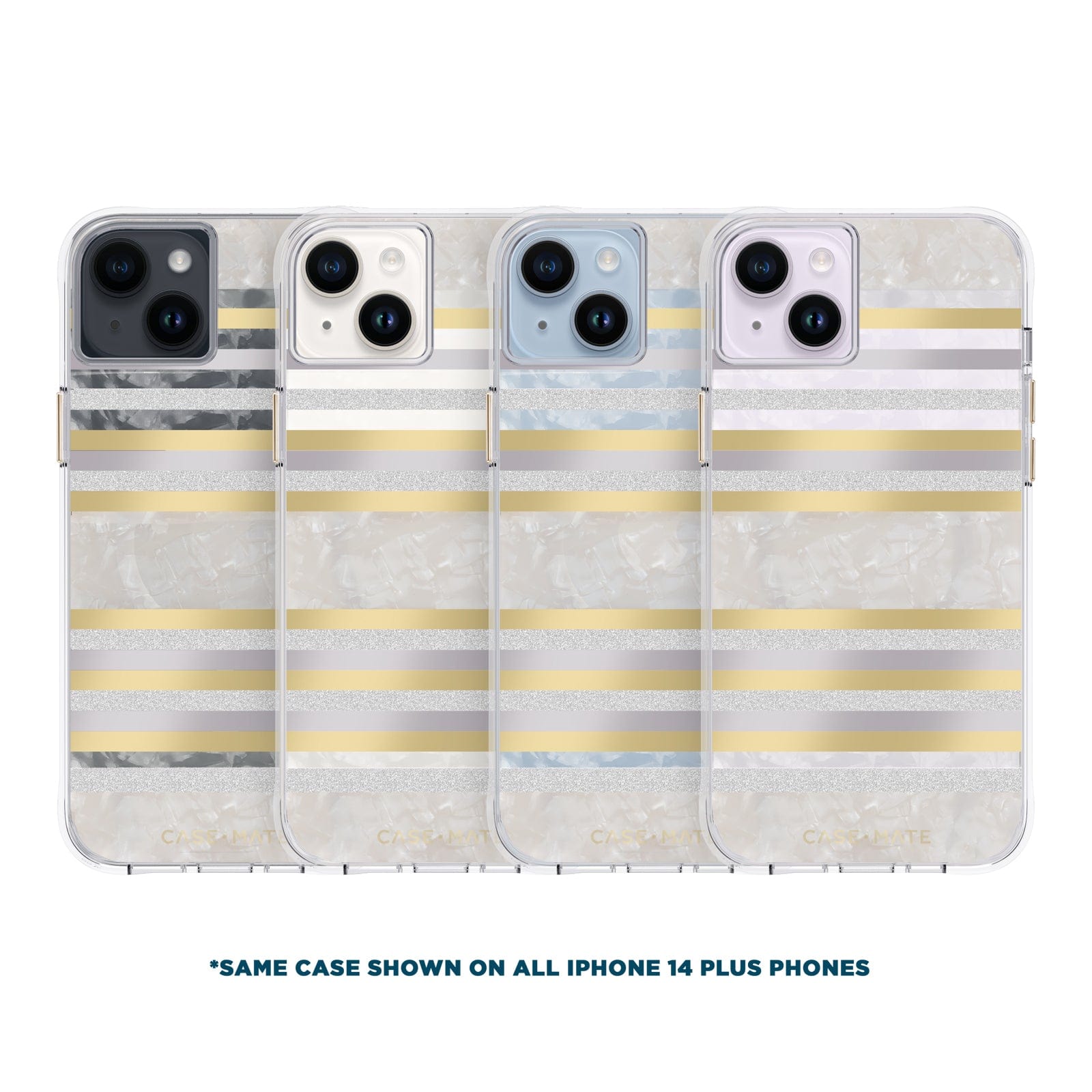 CASE-MATE Phone Cases Pearl Stripes coque iPhone 14 Plus nacre MagSafe