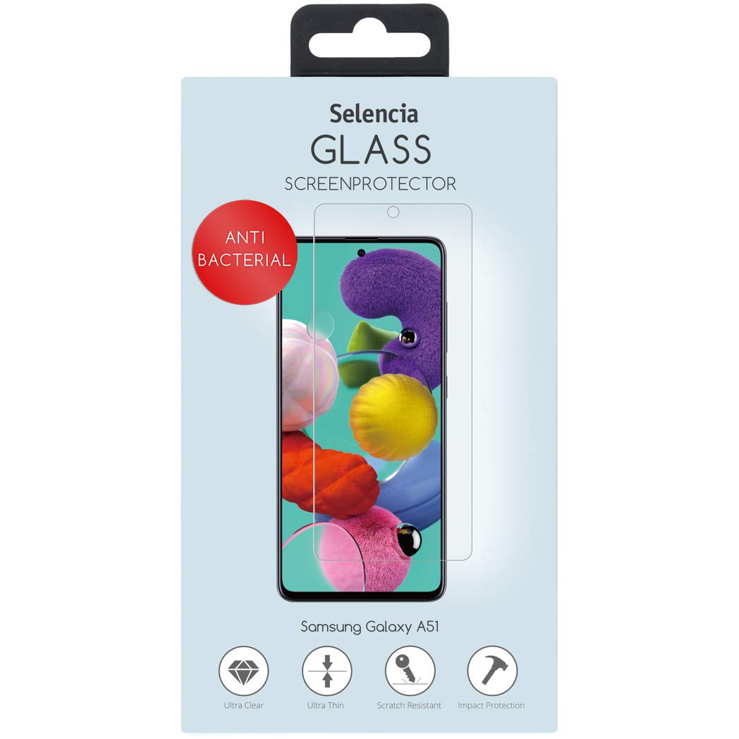 SELENCIA Protection d'écran Galaxy A51, verre trempé antibactérien