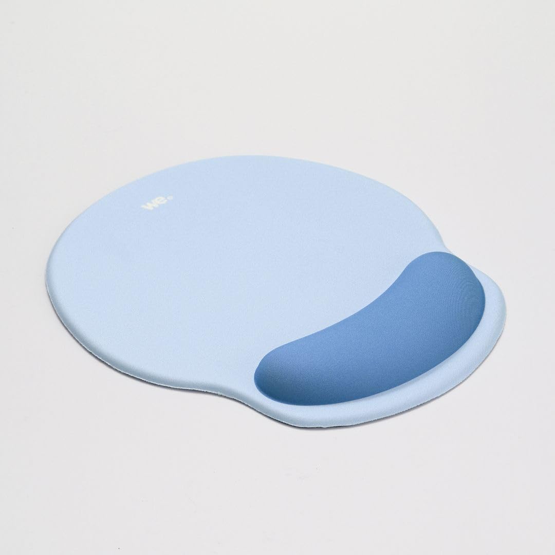 WE WE POP Tapis de souris avec repose-poignet bicolore bleu ciel et bleu foncé en tissu