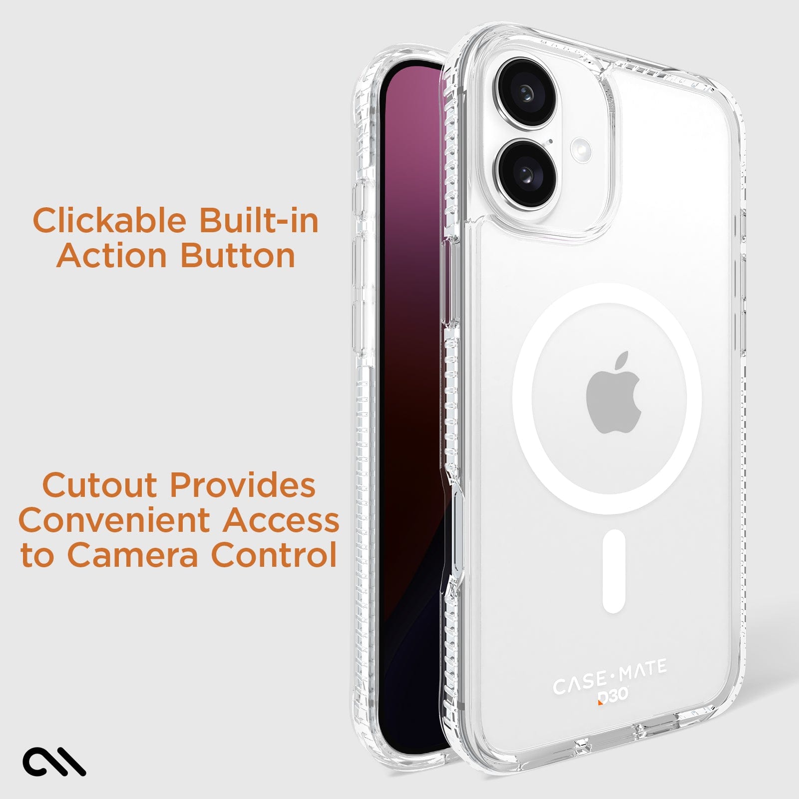 CASE-MATE Tough D3O Clear MagSafe coque iPhone 16 Plus transparente antichoc