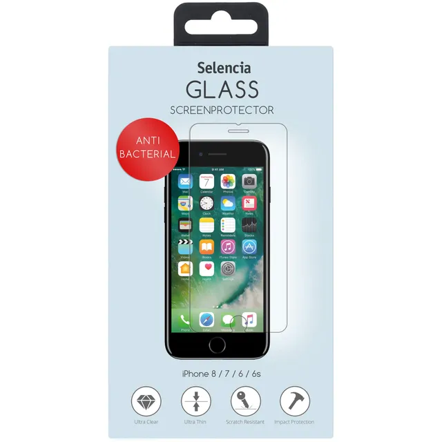 SELENCIA Protection d’écran en verre trempé antibactérien iPhone 11 Pro/Xs/X