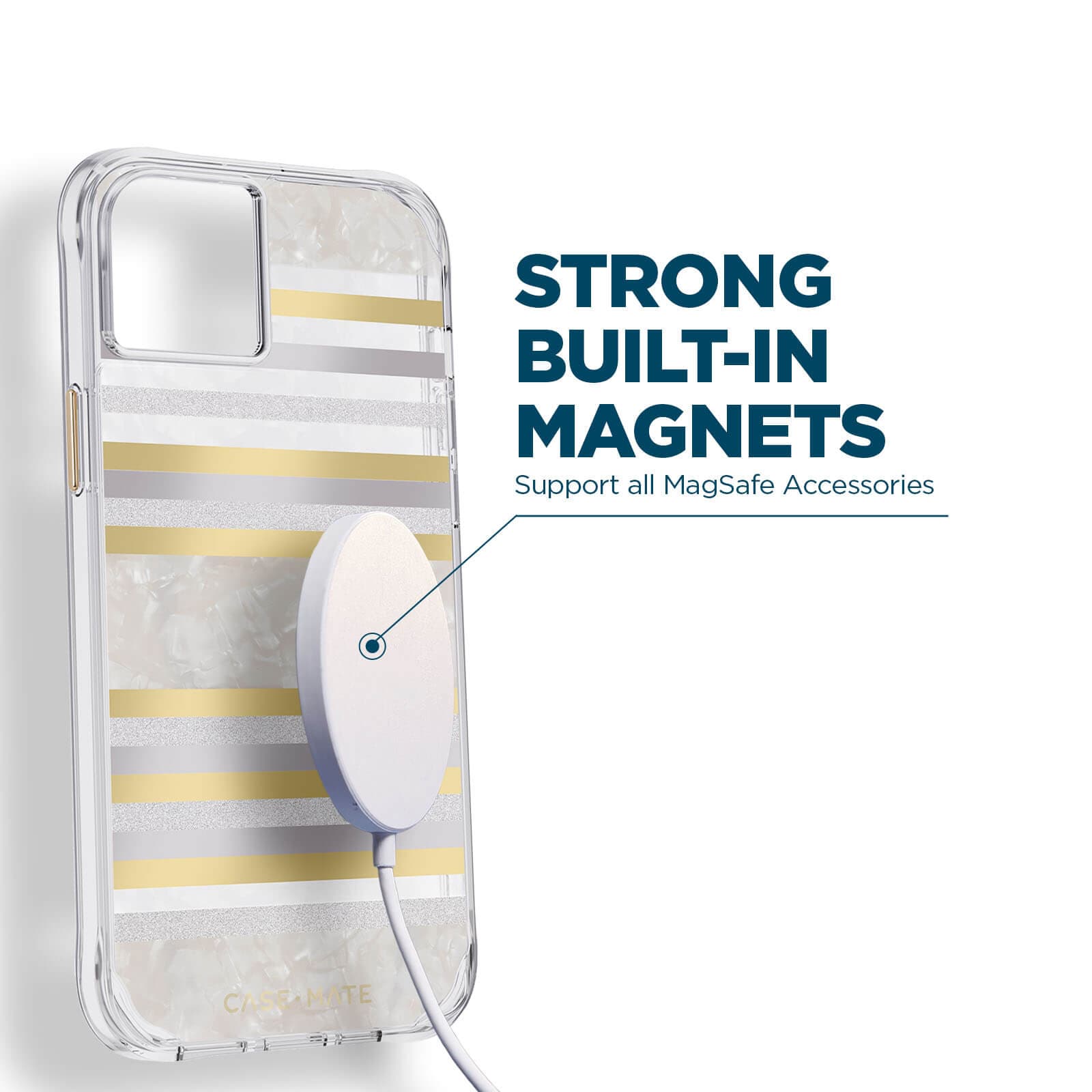 CASE-MATE Phone Cases Pearl Stripes coque iPhone 14 MagSafe nacre