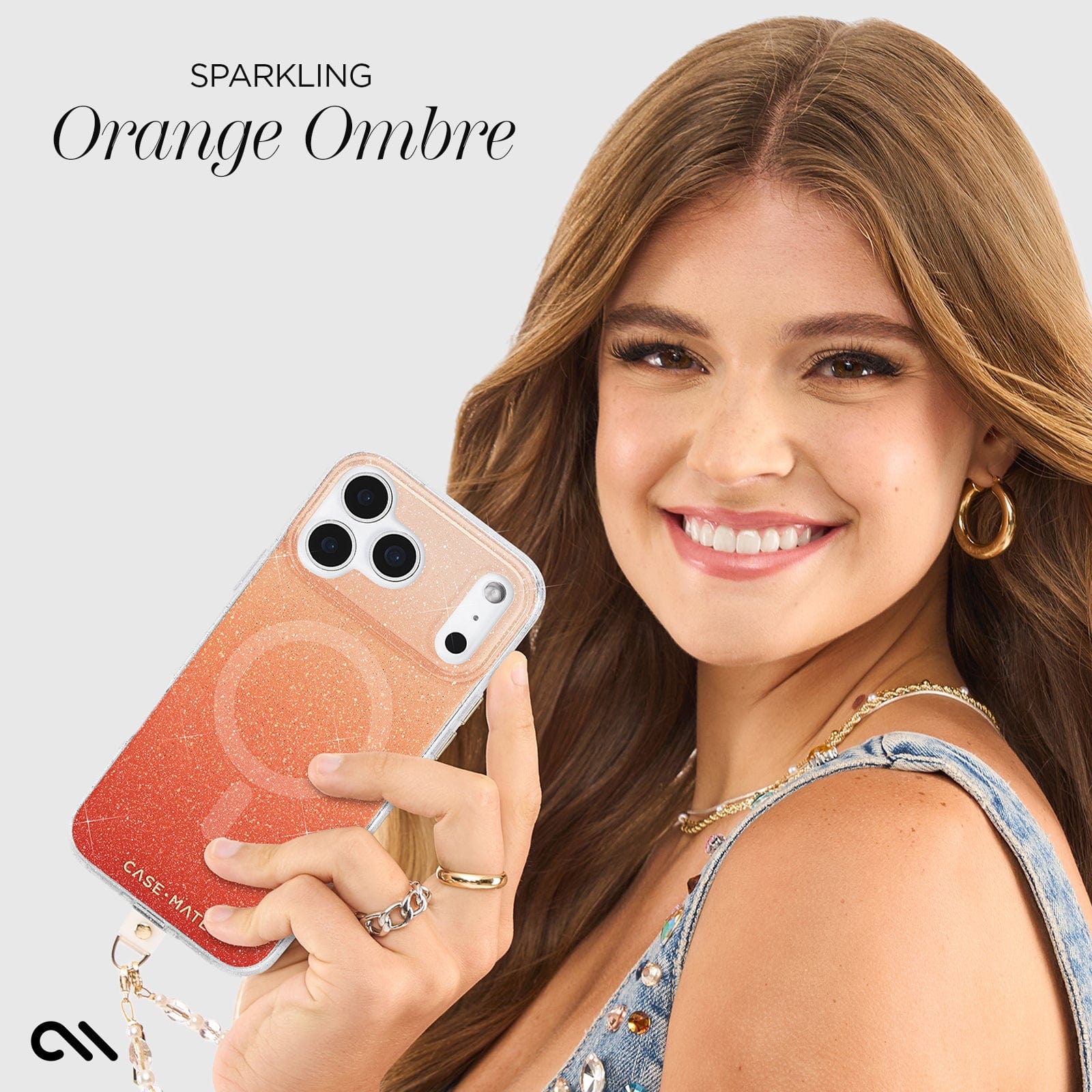 CASE-MATE coque iPhone 17 Pro Sheer Twinkle Orange Ombré MagSafe