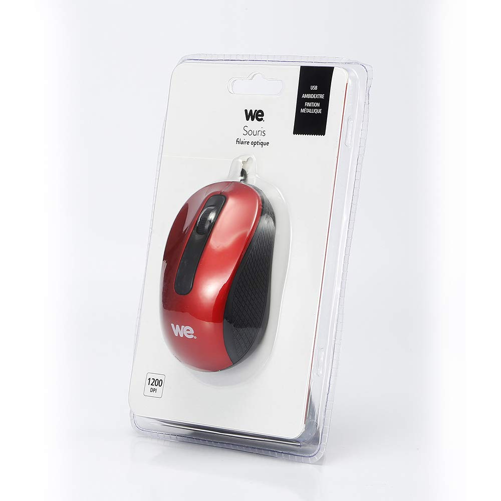WE Informatique souris filaire USB 1200 DPI rouge ambidextre