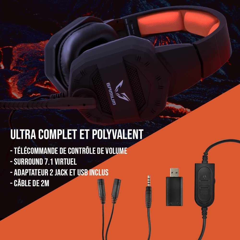 WE GAMIUM casque gaming filaire USB 7.1 micro réglable 2 m