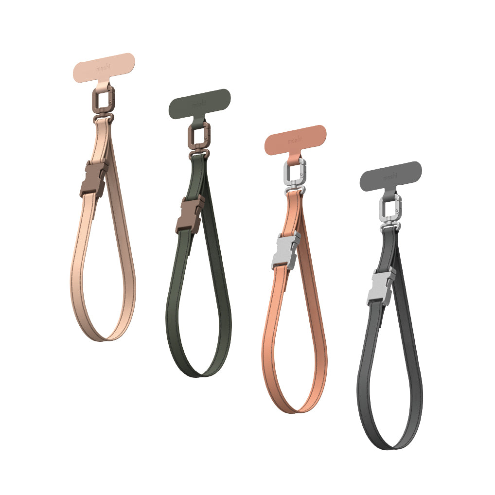 Moshi Accessories 2-in-1 Wrist & Crossbody Strap sangle téléphone gris cuir végan