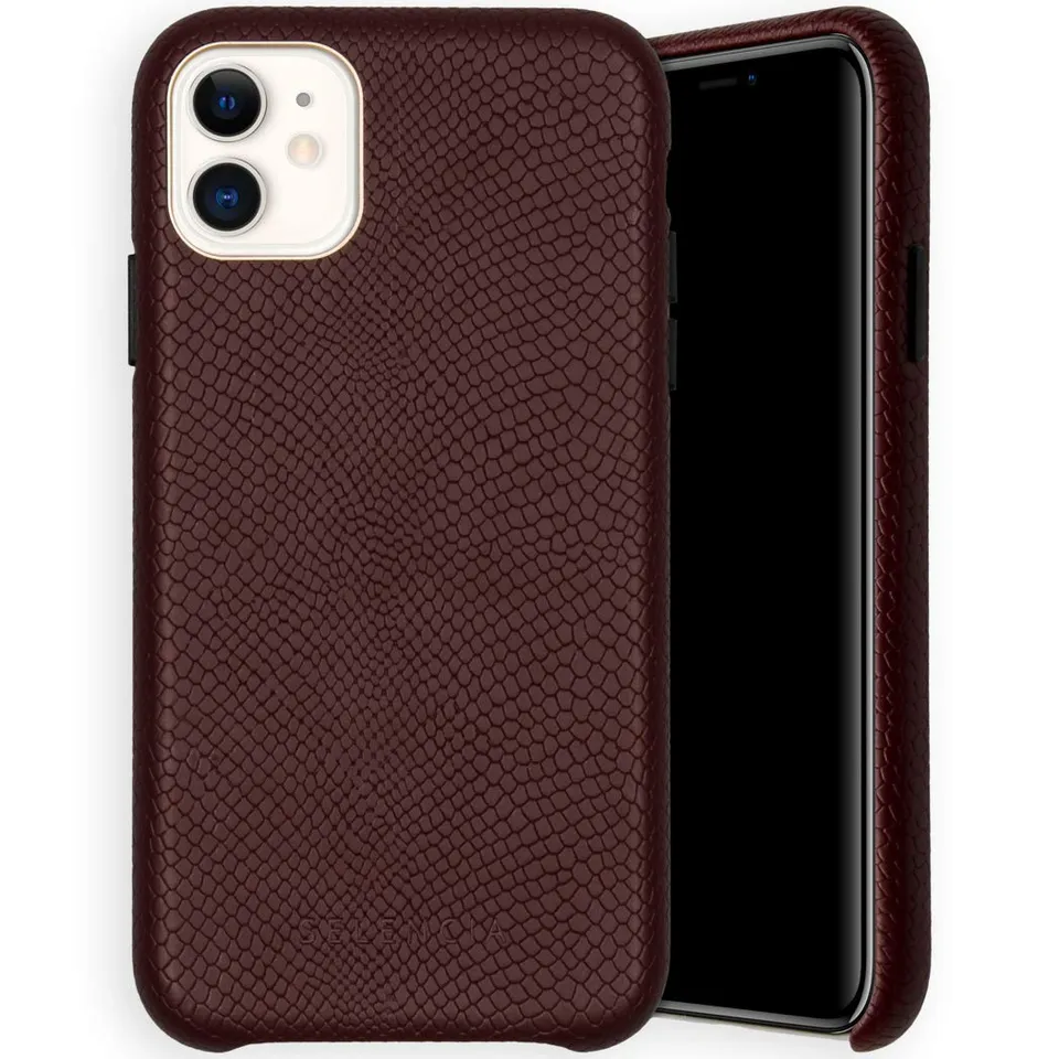 SELENCIA Gaia coque iPhone 11 rouge foncé aspect serpent
