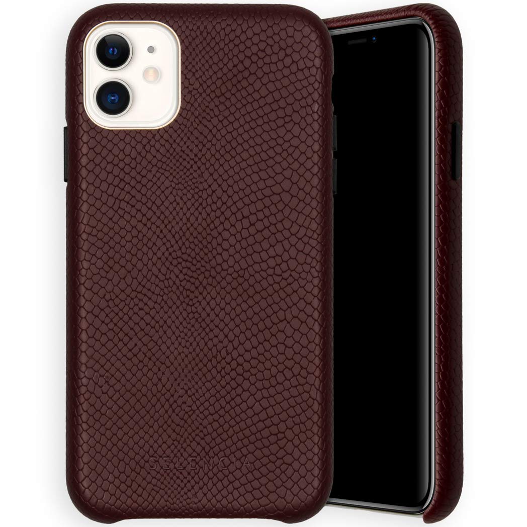 SELENCIA Gaia coque iPhone 11 rouge foncé aspect serpent