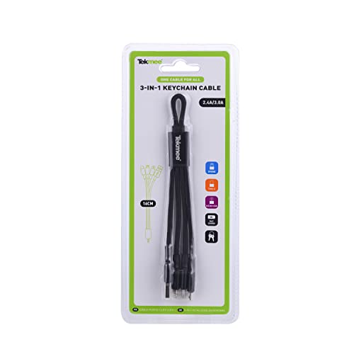 Tekmee câble de charge 3-en-1 16 cm Lightning USB-C Micro-USB