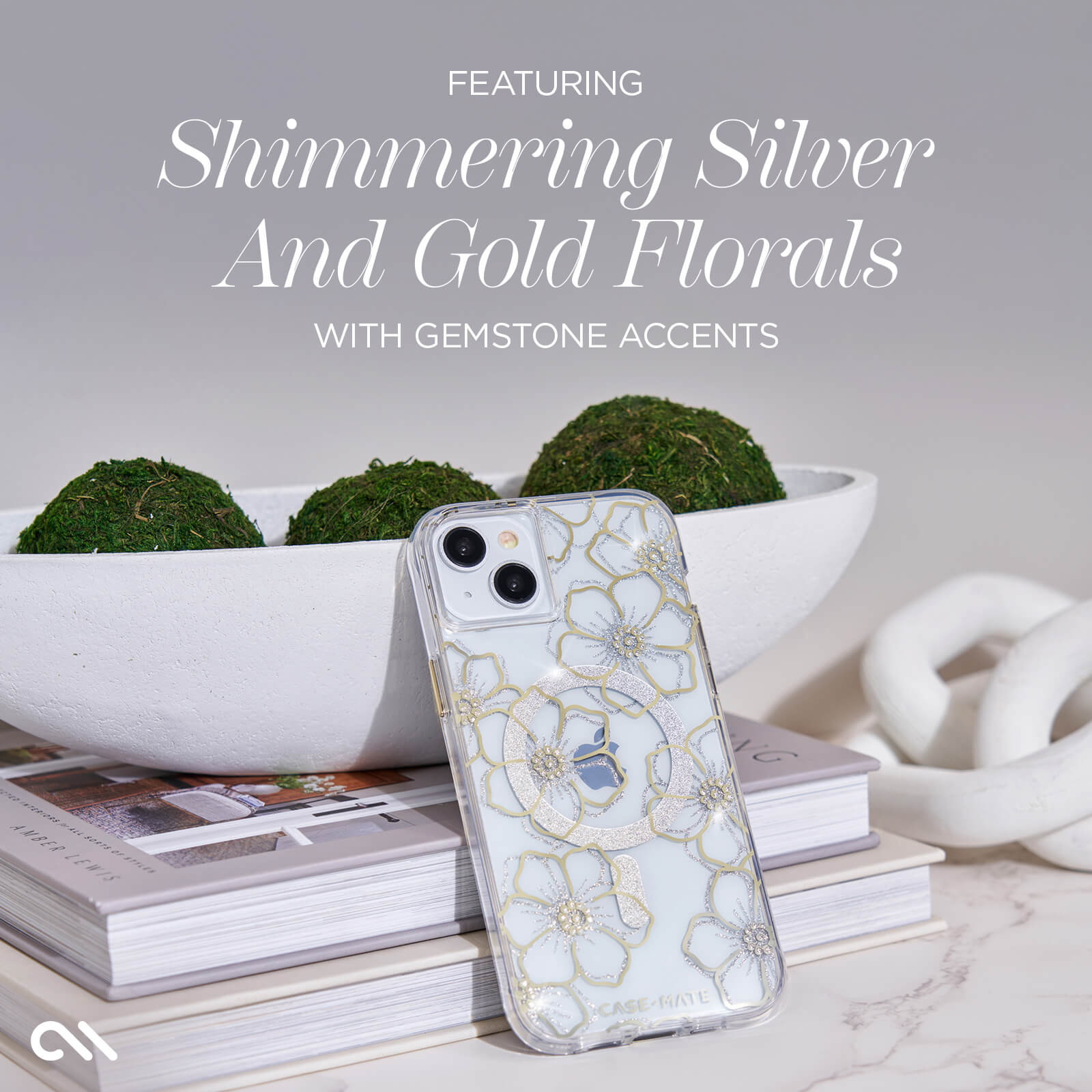 CASE-MATE Phone Cases Floral Gems MagSafe - iPhone 15 Plus coque à fleurs