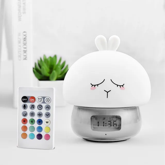 WE Audio Réveil lapin enfant rechargeable 1200 mAh à lumière réglable