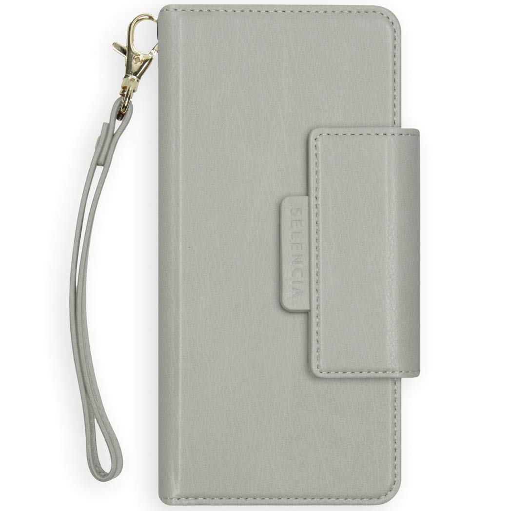 SELENCIA Étui à rabat Surya iPhone XR gris étui 2 en 1 4 cartes RFID