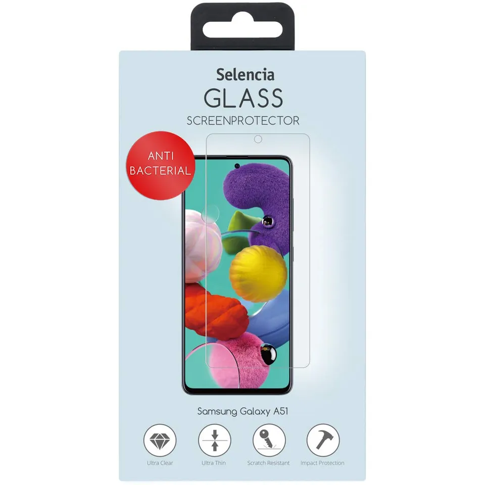 SELENCIA Protection d'écran Galaxy A51, verre trempé antibactérien