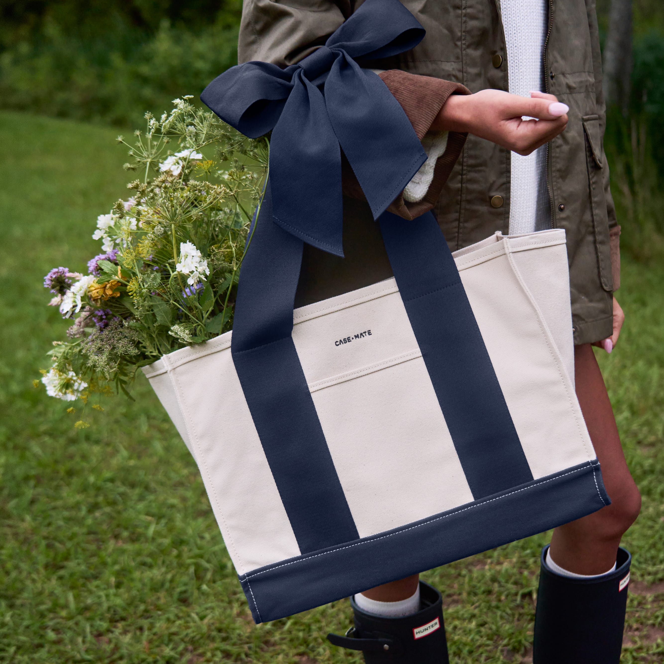 CASE-MATE Jelly Totes Canvas Tote Bag sac cabas en toile Oxford Navy Bow
