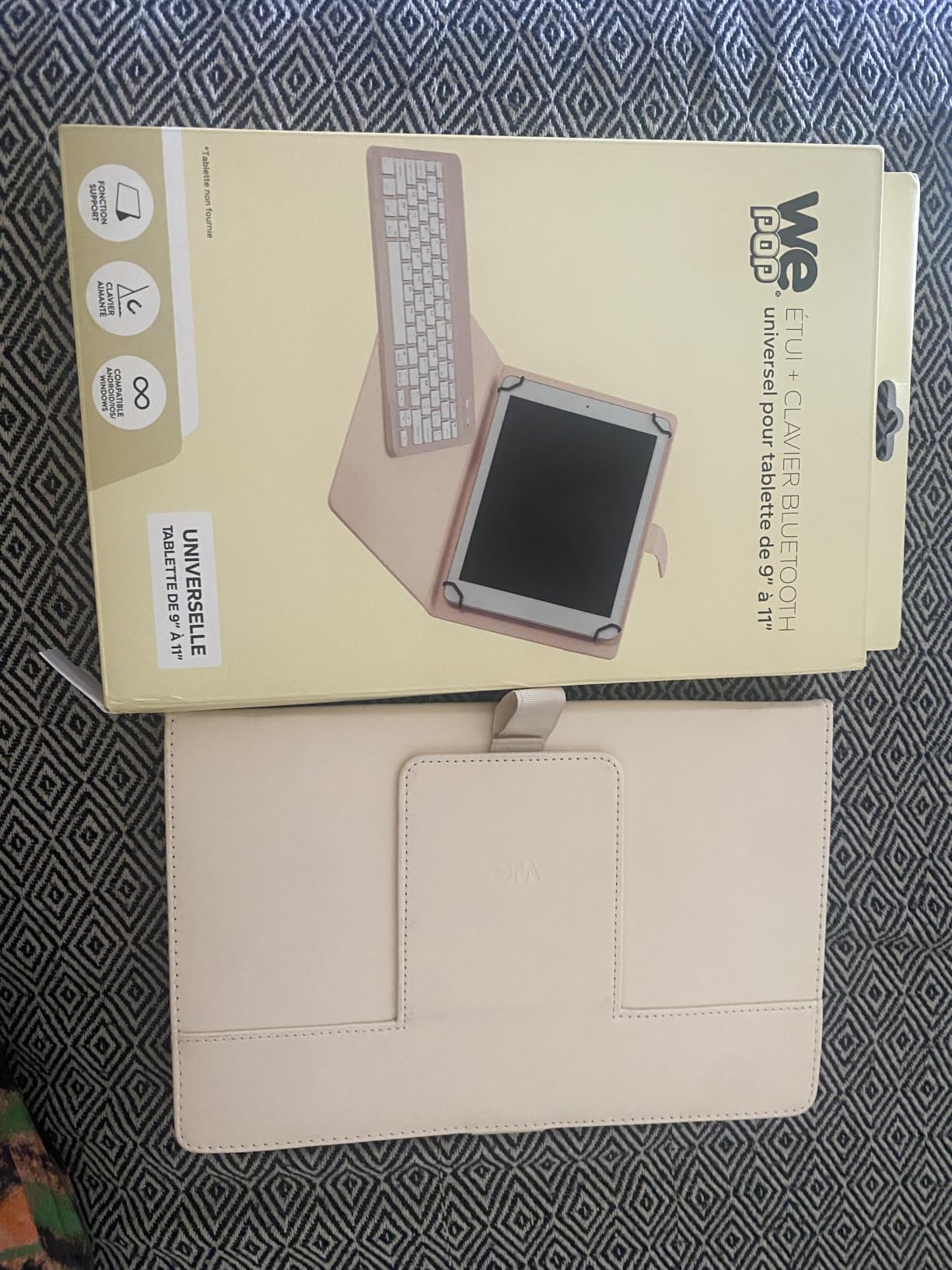 WE WE POP étui tablette avec clavier Bluetooth beige 9–11 pouces AZERTY