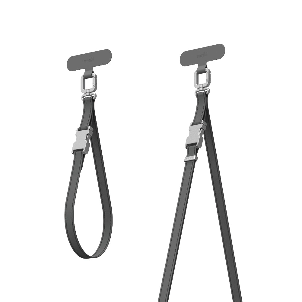 Moshi Accessories 2-in-1 Wrist & Crossbody Strap sangle téléphone gris cuir végan