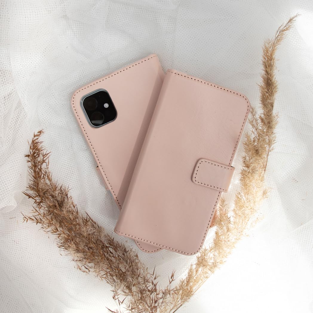 SELENCIA Étui à rabat Era cuir iPhone 12 rose, 3 fentes cartes