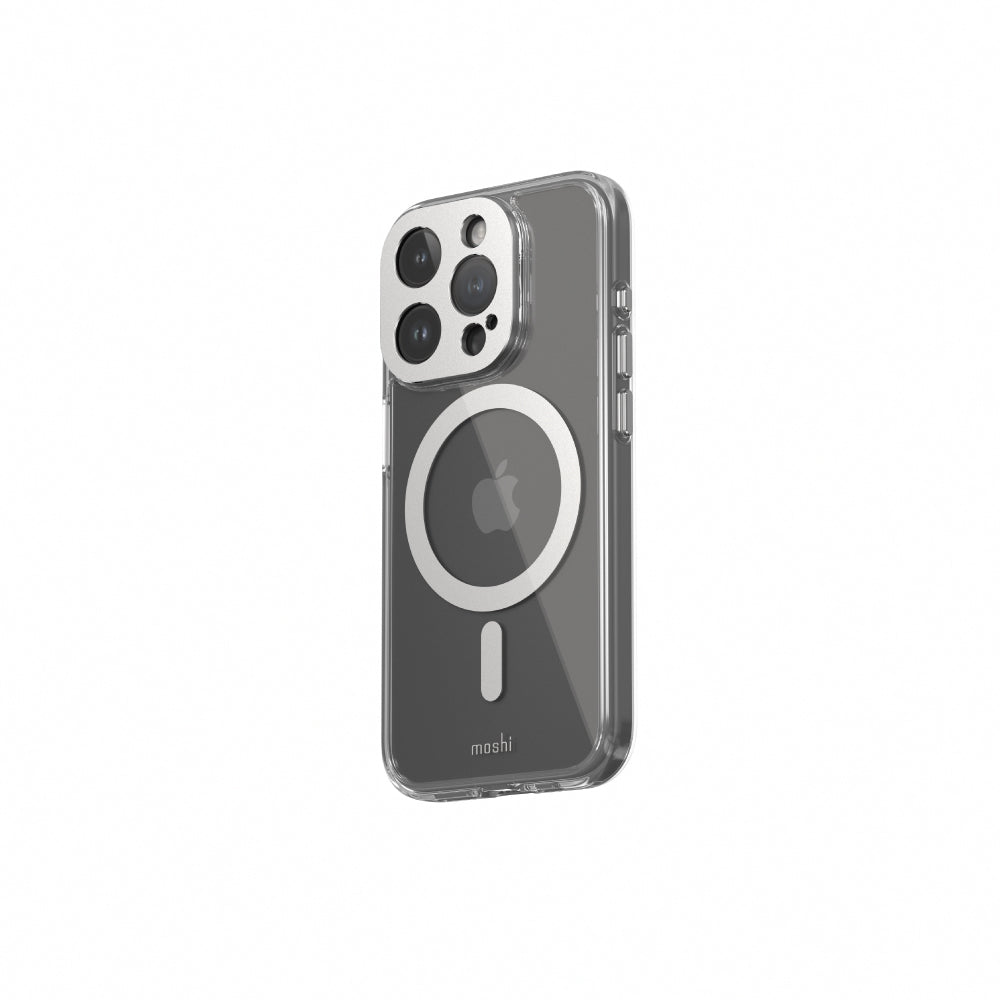 Moshi Cases iGlaze Clear Hardshell Case MagSafe coque iPhone 15 Pro Max Luna Silver