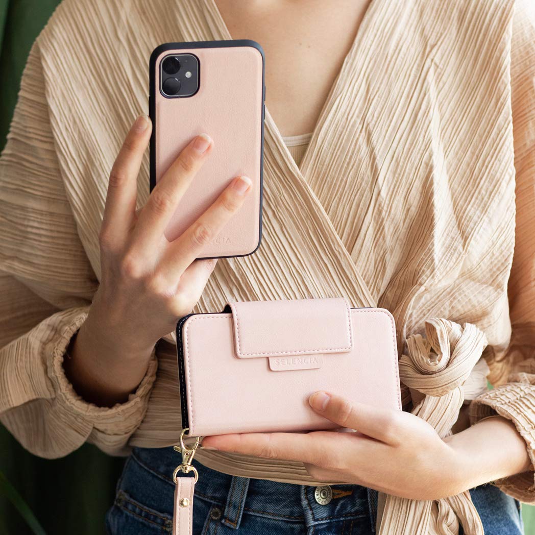 SELENCIA Étui à rabat Surya coque iPhone 11 Pro rose 4 cartes RFID