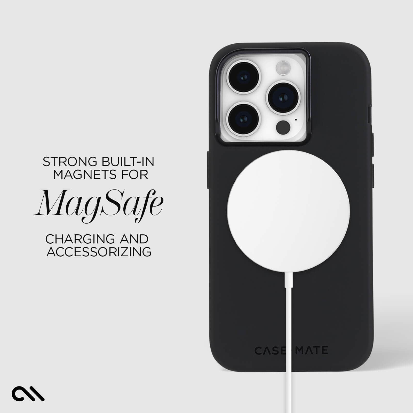 Case-Mate Silicone Black MagSafe coque iPhone 15 Pro noire antichoc