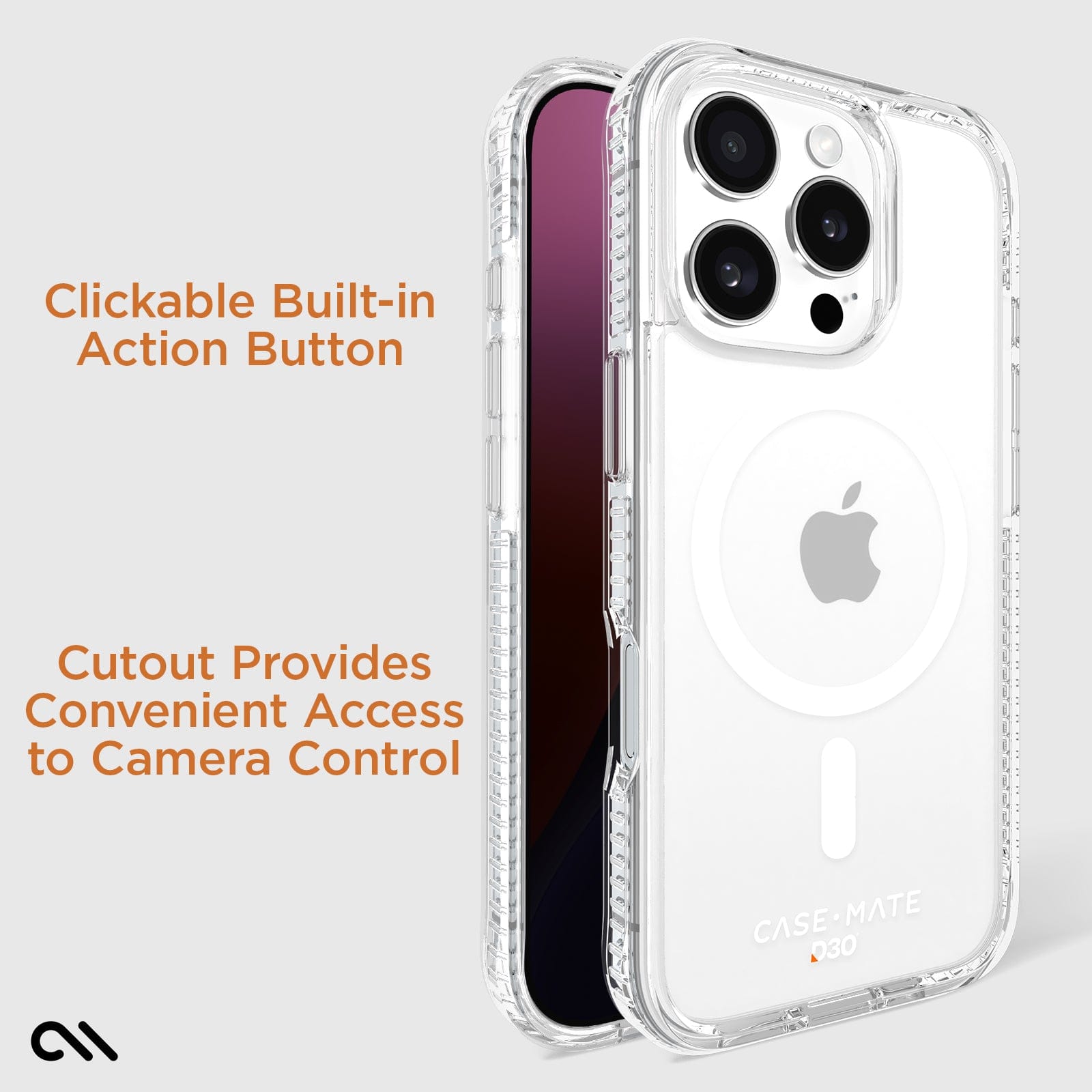 CASE-MATE Phone Cases Tough D3O® Clear MagSafe coque iPhone 16 Pro transparente