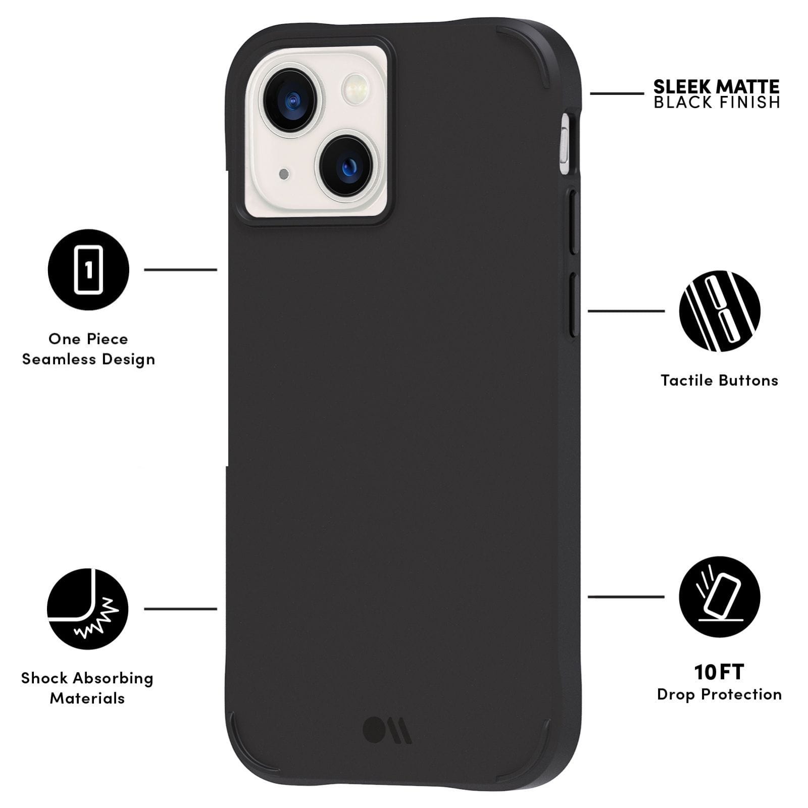 CASE-MATE Phone Cases Tough coque iPhone 13 noire antichoc