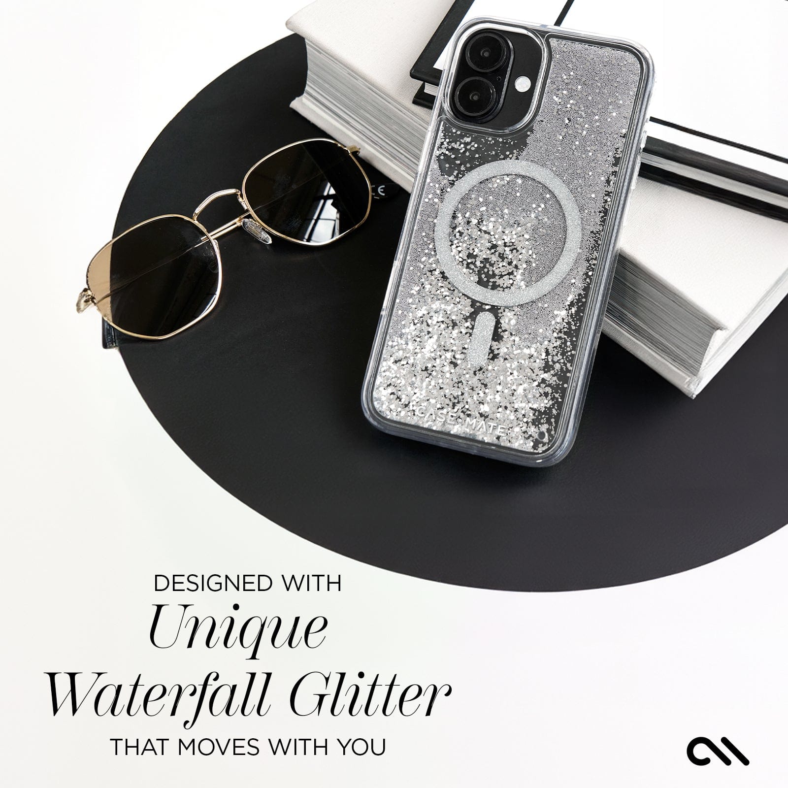 CASE-MATE Phone Cases Waterfall Silver MagSafe coque iPhone 16 argentée