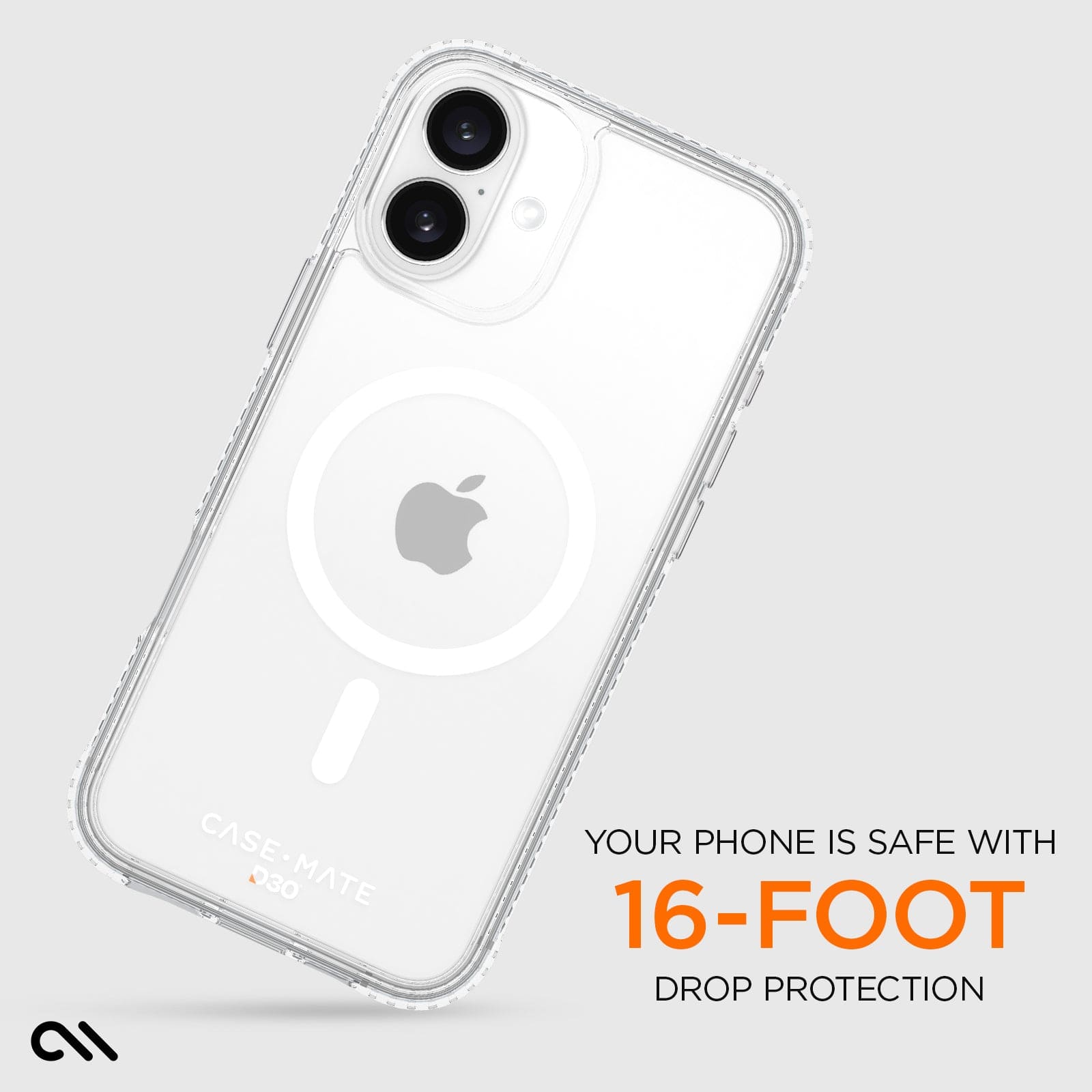 CASE-MATE Tough D3O Clear MagSafe coque iPhone 16 Plus transparente antichoc